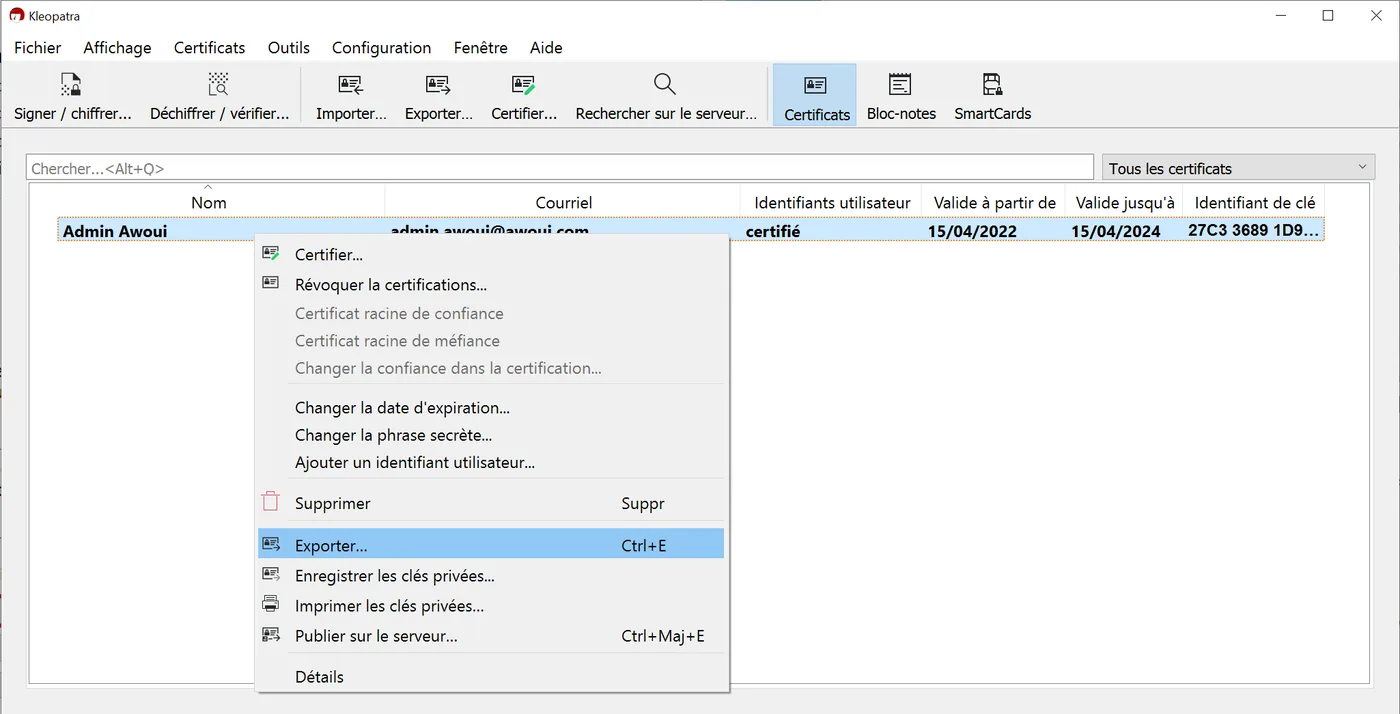 Illustration 8 — Comment chiffrer et déchiffrer des messages avec le logiciel Kleopatra